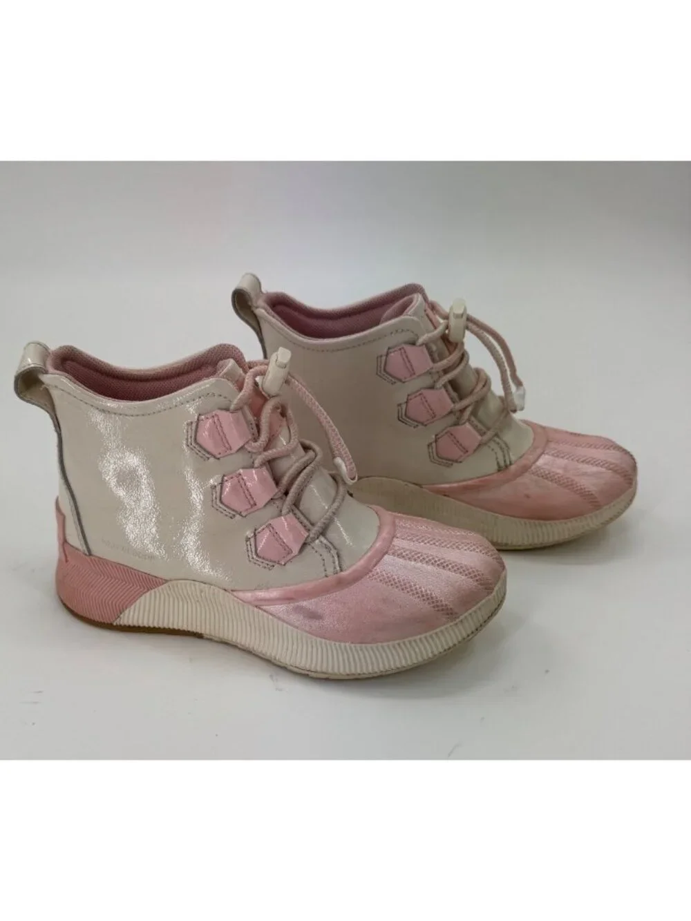 Sorel Youth Out N About Waterproof Duck Boots Size 4 Chalk/ Pink